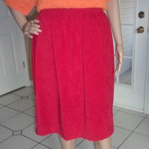 Red Micro-Suede Skirt